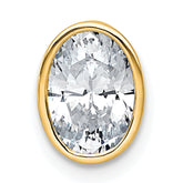 14k 1 1/2 carat Certified Lab Grown Diamond VS+ F+ Oval Complete Bezel Set Chain Slide Pendant