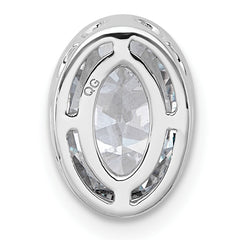 14k White Gold 2 carat Lab Grown Diamond VS+ F+ Oval Complete Bezel Set Chain Slide Pendant