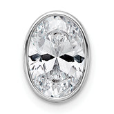 14k White Gold 2 carat Lab Grown Diamond VS+ F+ Oval Complete Bezel Set Chain Slide Pendant