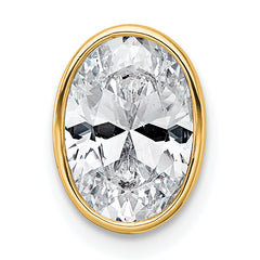 14k 2 carat Certified Lab Grown Diamond VS+ F+ Oval Complete Bezel Set Chain Slide Pendant