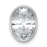 14k White Gold 2 1/2 carat Lab Grown Diamond VS+ F+ Oval Complete Bezel Set Chain Slide Pendant