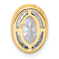 14k 2 1/2 carat Certified Lab Grown Diamond VS+ F+ Oval Complete Bezel Set Chain Slide Pendant