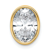 14k 2 1/2 carat Lab Grown Diamond VS+ F+ Oval Complete Bezel Set Chain Slide Pendant