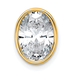 14k 2 1/2 carat Certified Lab Grown Diamond VS+ F+ Oval Complete Bezel Set Chain Slide Pendant