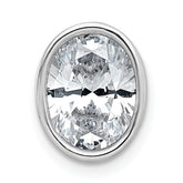 14k White Gold 3 carat Lab Grown Diamond VS+ F+ Oval Complete Bezel Set Chain Slide Pendant