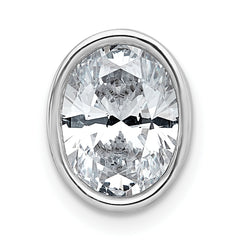 14kw 3ct Cert Lab Grown Dia VS+ F+ Oval Comp Bezel Set Chain Slide Pendant