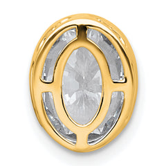 14k 3 carat Lab Grown Diamond VS+ F+ Oval Complete Bezel Set Chain Slide Pendant