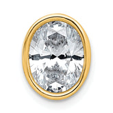 14k 3 carat Lab Grown Diamond VS+ F+ Oval Complete Bezel Set Chain Slide Pendant