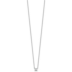 14k White Gold 1/4 carat Lab Grown Diamond VS+ F+ Princess Complete 18 inch Four Prong Pendant Necklace