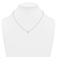 14k White Gold 1/4 carat Lab Grown Diamond VS+ F+ Princess Complete 18 inch Four Prong Pendant Necklace