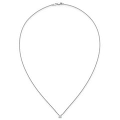 14k White Gold 1/4 carat Lab Grown Diamond VS+ F+ Princess Complete 18 inch Four Prong Pendant Necklace