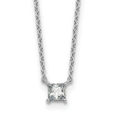 14k White Gold 1/4 carat Lab Grown Diamond VS+ F+ Princess Complete 18 inch Four Prong Pendant Necklace