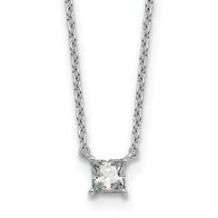 14k White Gold 1/4 carat Lab Grown Diamond VS+ F+ Princess Complete 18 inch Four Prong Pendant Necklace