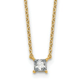 14k 1/4 carat Lab Grown Diamond VS+ F+ Princess Complete 18 inch Four Prong Pendant Necklace