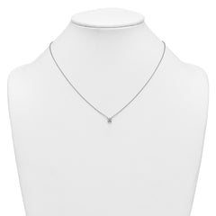 14k White Gold 1/2 carat Lab Grown Diamond VS+ F+ Princess Complete 18 inch Four Prong Pendant Necklace