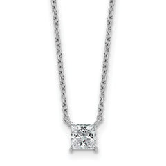14k White Gold 1/2 carat Lab Grown Diamond VS+ F+ Princess Complete 18 inch Four Prong Pendant Necklace