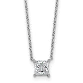 14k White Gold 3/4 carat Lab Grown Diamond VS+ F+ Princess Complete Bezel Set Chain Slide Pendant
