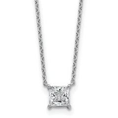 14k White Gold 3/4 carat Lab Grown Diamond VS+ F+ Princess Complete Bezel Set Chain Slide Pendant