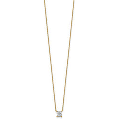 14k 3/4 carat Lab Grown Diamond VS+ F+ Princess Complete Bezel Set Chain Slide Pendant