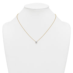 14k 3/4 carat Lab Grown Diamond VS+ F+ Princess Complete Bezel Set Chain Slide Pendant