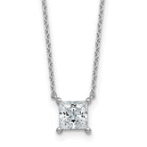 14k White Gold 1 carat Certified Lab Grown Diamond VS/SI+ G+ Princess Complete Four Prong 18 inch Pendant Necklace
