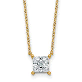 14k 1 carat Certified Lab Grown Diamond VS+ F+ Princess Complete Four Prong 18 inch Pendant Necklace