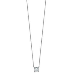 14k White Gold 1 1/2 carat Certified Lab Grown Diamond VS/SI+ G+ Princess Complete Four Prong 18 inch Pendant Necklace