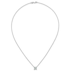 14k White Gold 1 1/2 carat Lab Grown Diamond VS/SI+ G+ Princess Complete Four Prong 18 inch Pendant Necklace