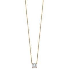 14k 1 1/2 carat Lab Grown Diamond VS+ F+ Princess Complete Four Prong 18 inch Pendant Necklace