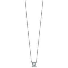 14k White Gold 2 carat Lab Grown Diamond VS/SI+ G+ Princess Complete Four Prong 18 inch Pendant Necklace