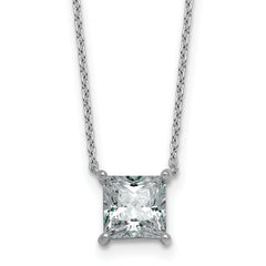14k White Gold 2 carat Lab Grown Diamond VS/SI+ G+ Princess Complete Four Prong 18 inch Pendant Necklace