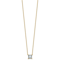 14k 2 carat Certified Lab Grown Diamond VS+ F+ Princess Complete Four Prong 18 inch Pendant Necklace