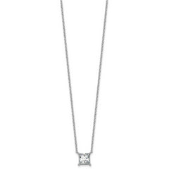14k White Gold 2 1/2 carat Certified Lab Grown Diamond VS/SI+ G+ Princess Complete Four Prong 18 inch Pendant Necklace