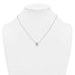 14k White Gold 2 1/2 carat Certified Lab Grown Diamond VS/SI+ G+ Princess Complete Four Prong 18 inch Pendant Necklace