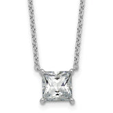 14k White Gold 2 1/2 carat Lab Grown Diamond VS/SI+ G+ Princess Complete Four Prong 18 inch Pendant Necklace