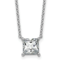 14k White Gold 2 1/2 carat Certified Lab Grown Diamond VS/SI+ G+ Princess Complete Four Prong 18 inch Pendant Necklace