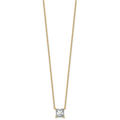 14k 2 1/2 carat Certified Lab Grown Diamond VS+ F+ Princess Complete Four Prong 18 inch Pendant Necklace