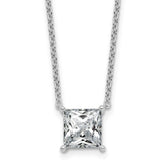 14k White Gold 3 carat Lab Grown Diamond VS/SI+ G+ Princess Complete Four Prong 18 inch Pendant Necklace