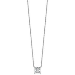 14k White Gold 3 1/2 carat Certified Lab Grown Diamond VS/SI+ G+ Princess Complete Four Prong 18 inch Pendant Necklace