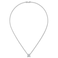 14k White Gold 3 1/2 carat Certified Lab Grown Diamond VS/SI+ G+ Princess Complete Four Prong 18 inch Pendant Necklace