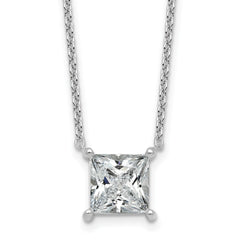 14k White Gold 3 1/2 carat Lab Grown Diamond VS/SI+ G+ Princess Complete Four Prong 18 inch Pendant Necklace