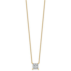 14k 3 1/2 carat Certified Lab Grown Diamond VS+ F+ Princess Complete Four Prong 18 inch Pendant Necklace