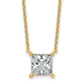 14k 3 1/2 carat Lab Grown Diamond VS+ F+ Princess Complete Four Prong 18 inch Pendant Necklace