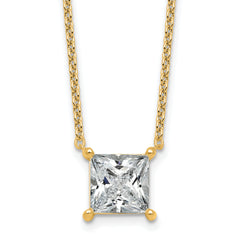 14k 3 1/2 carat Lab Grown Diamond VS+ F+ Princess Complete Four Prong 18 inch Pendant Necklace