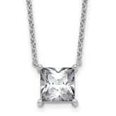 14k White Gold 4 carat Certified Lab Grown Diamond VS/SI+ G+ Princess Complete Four Prong 18 inch Pendant Necklace