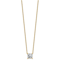 14k 4 carat Certified Lab Grown Diamond VS+ F+ Princess Complete Four Prong 18 inch Pendant Necklace