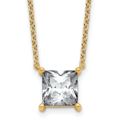 14k 4 carat Certified Lab Grown Diamond VS+ F+ Princess Complete Four Prong 18 inch Pendant Necklace