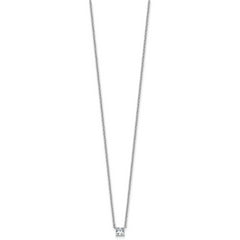 14k White Gold 1/4 carat Lab Grown Diamond VS+ F+ Cushion Complete 18 inch Four Prong Pendant Necklace