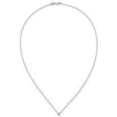 14k White Gold 1/4 carat Lab Grown Diamond VS+ F+ Cushion Complete 18 inch Four Prong Pendant Necklace