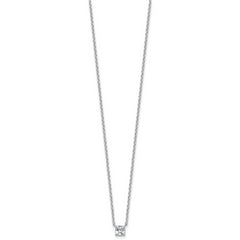 14k White Gold 1/2 carat Lab Grown Diamond VS+ F+ Cushion Complete 18 inch Four Prong Pendant Necklace